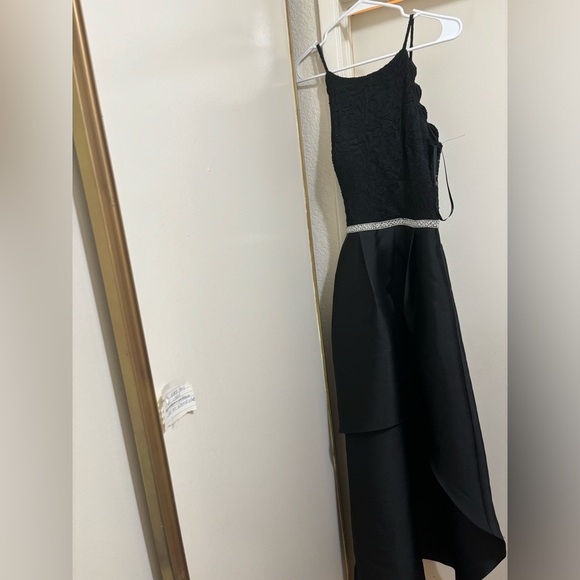 Black formal dress. Black with silver sequins &  pretty design on top - Picture 3 of 3